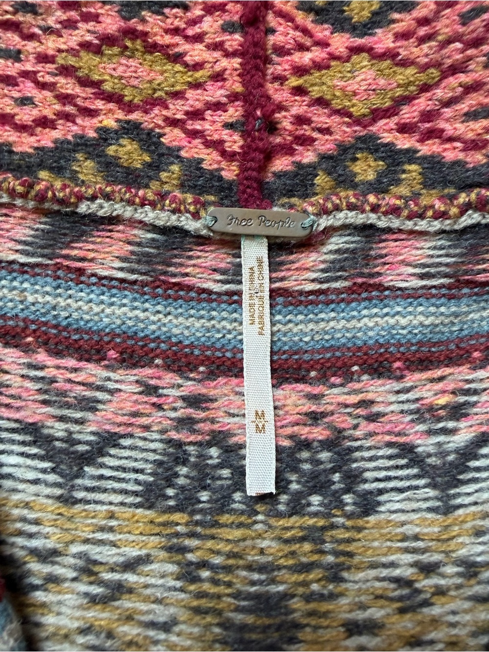 Free People Fair Isle Cardigan M Coastal Grandmother Fisherman Wool - Picture 12 of 15